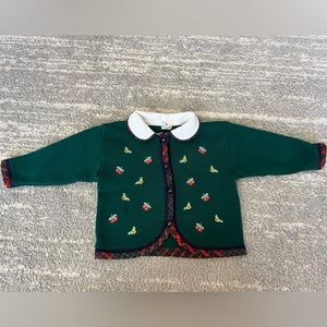 Vintage infant sweater, 18 months, cherries and flowers, rare